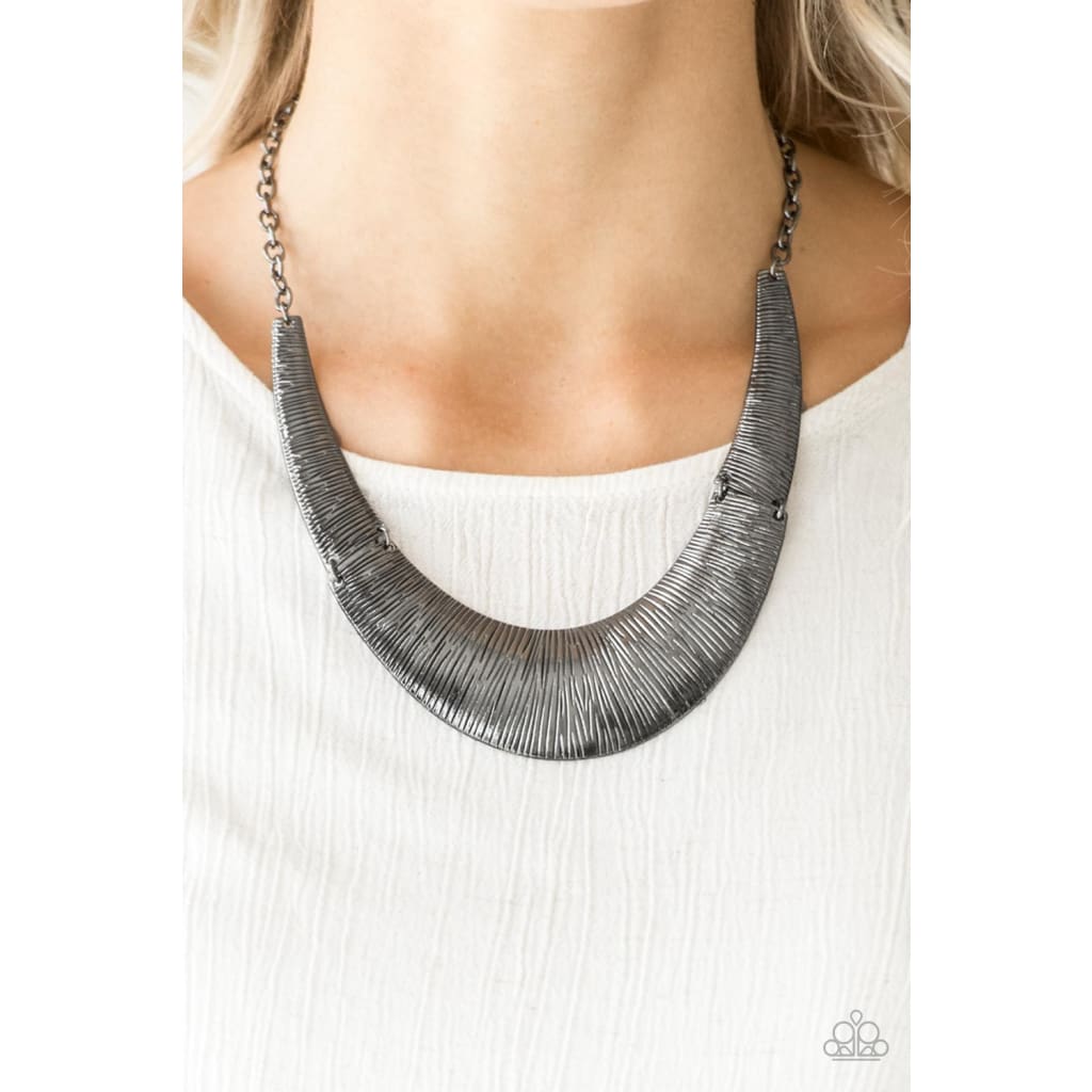 Paparazzi Feast or Famine - Black/Gunmetal Necklace
