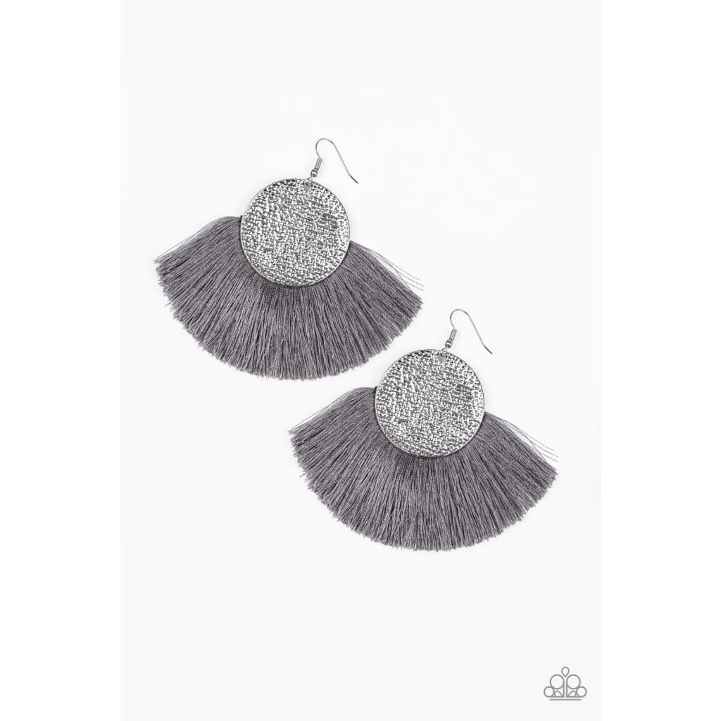 Paparazzi Foxtrot Fringe - Silver Earrings