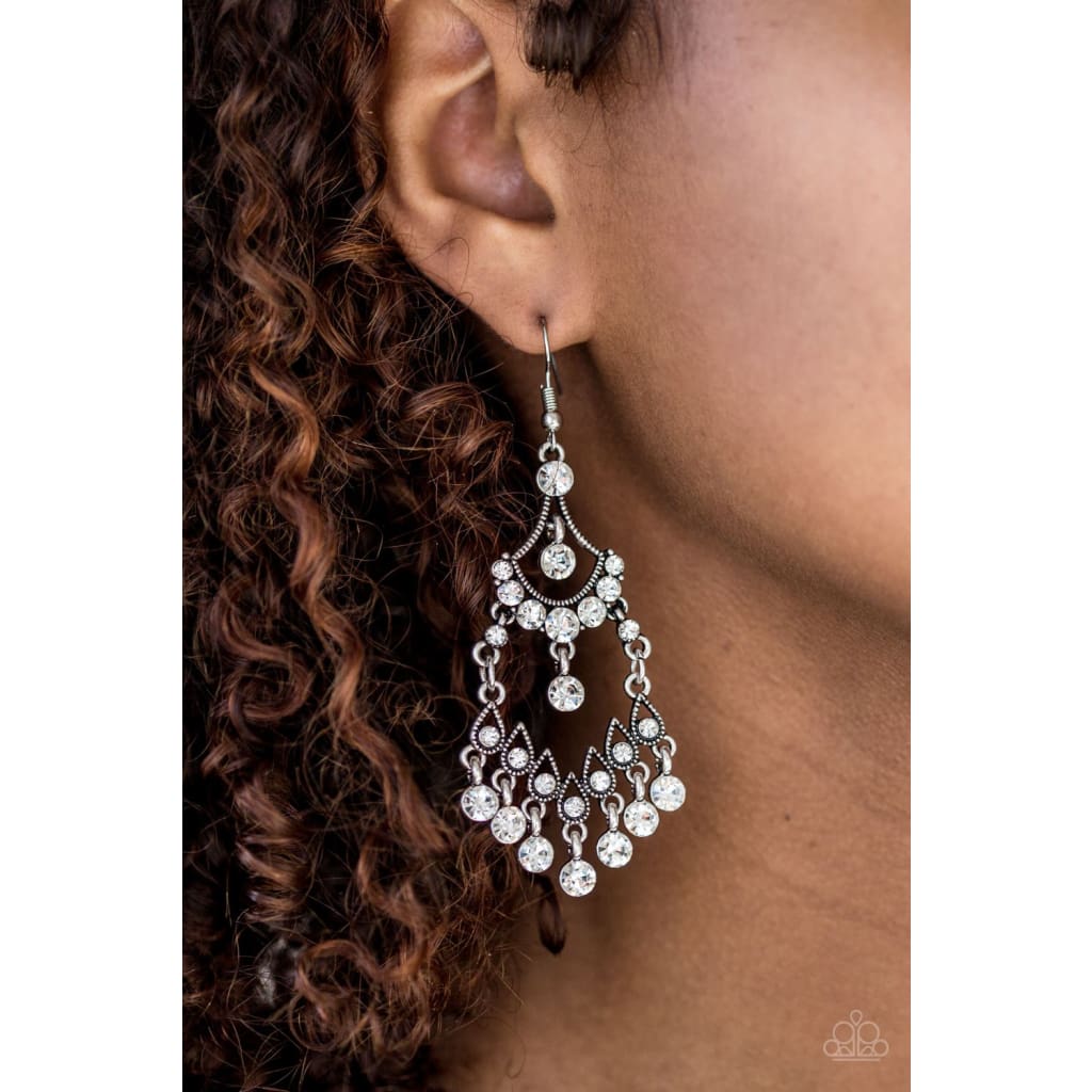 Paparazzi Palace Princess - White Earrings