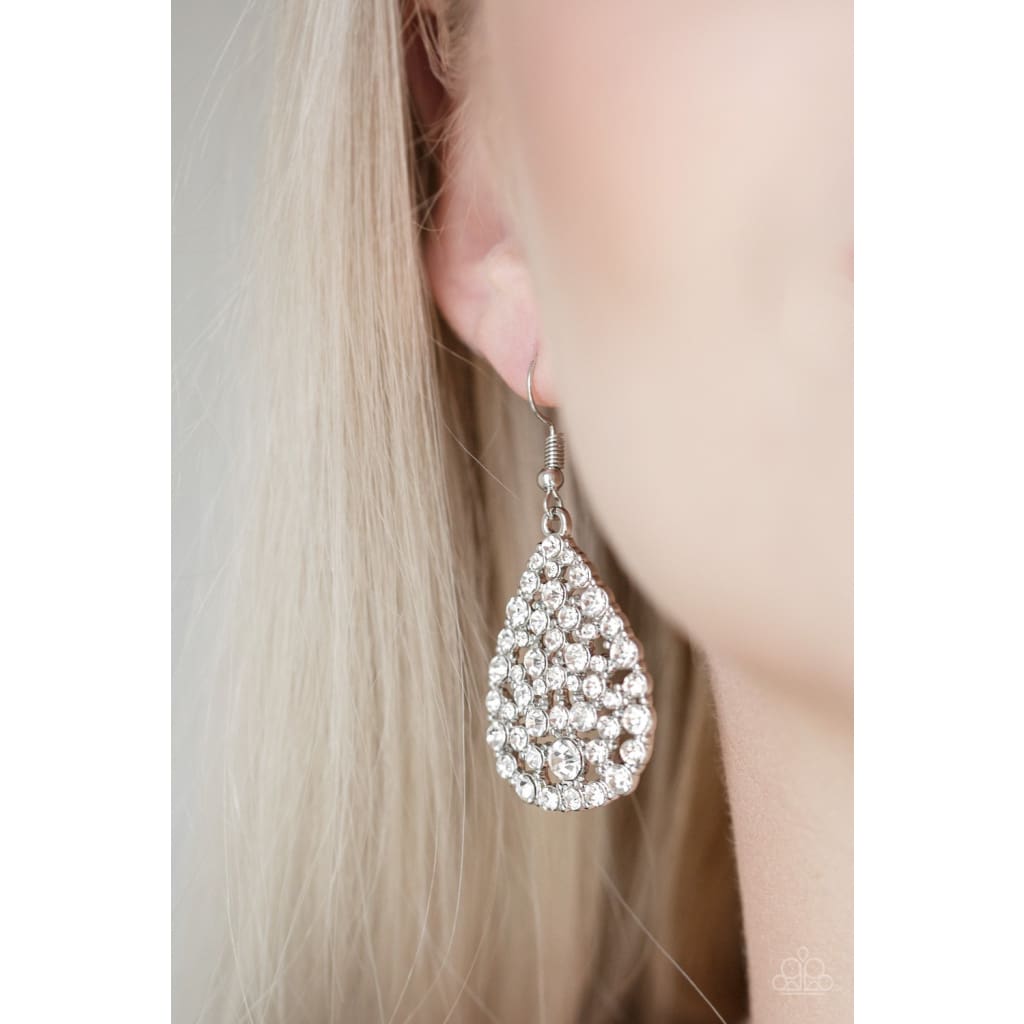 Paparazzi Sparkle Brighter - White Earrings