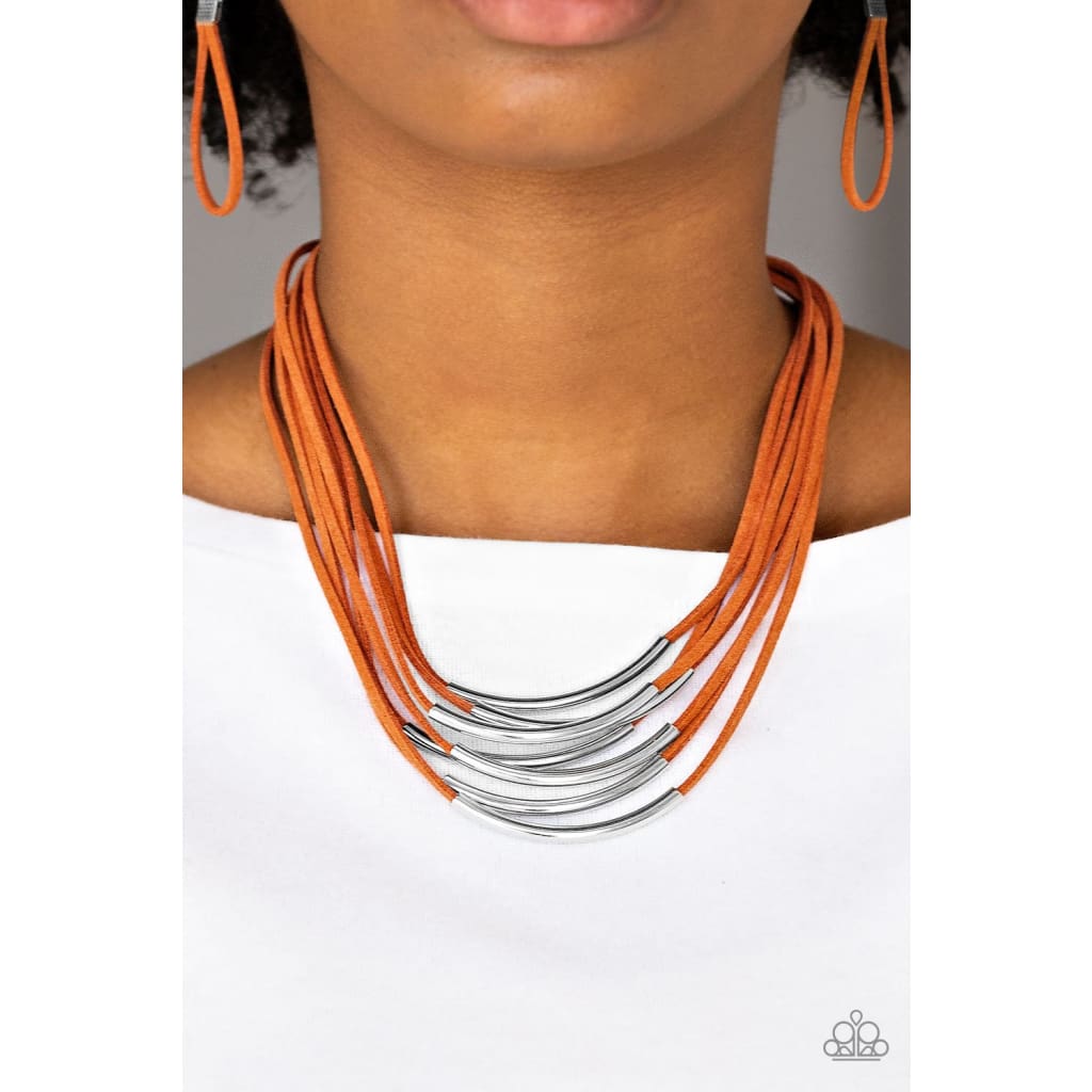 Paparazzi Walk The WALKABOUT - Orange Necklace