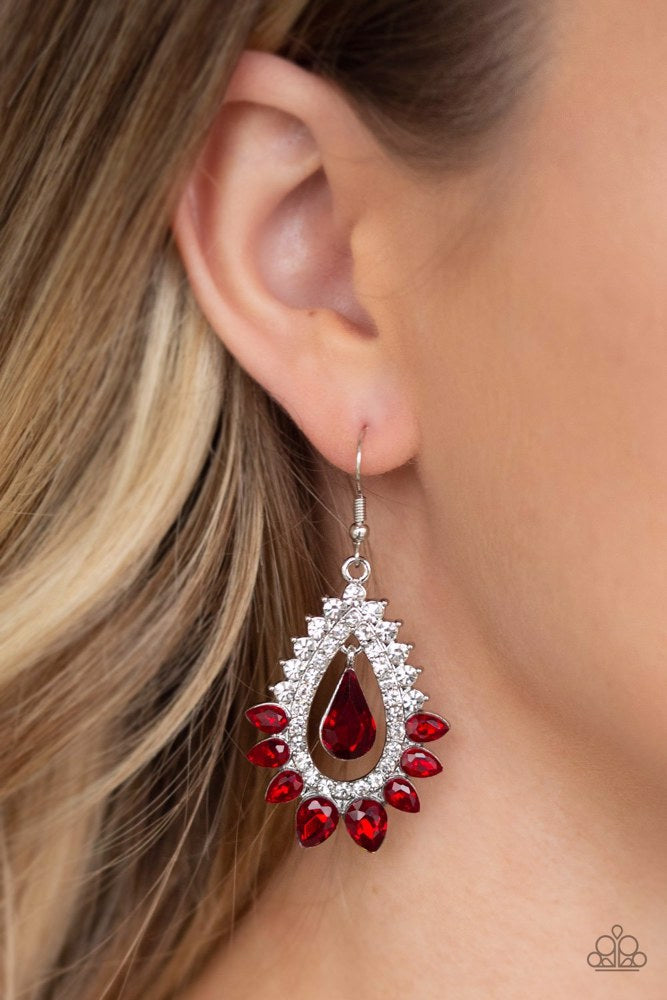 Boss Brilliance Earrings - Red | Paparazzi Accessories