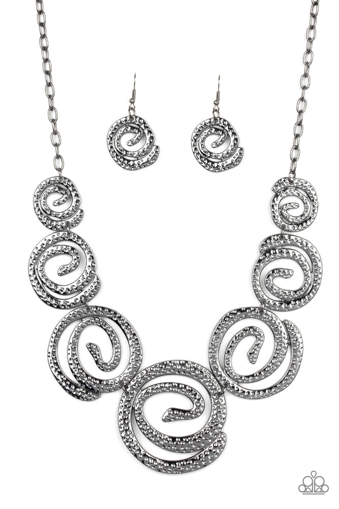 Statement Swirl Necklace - Black image 2