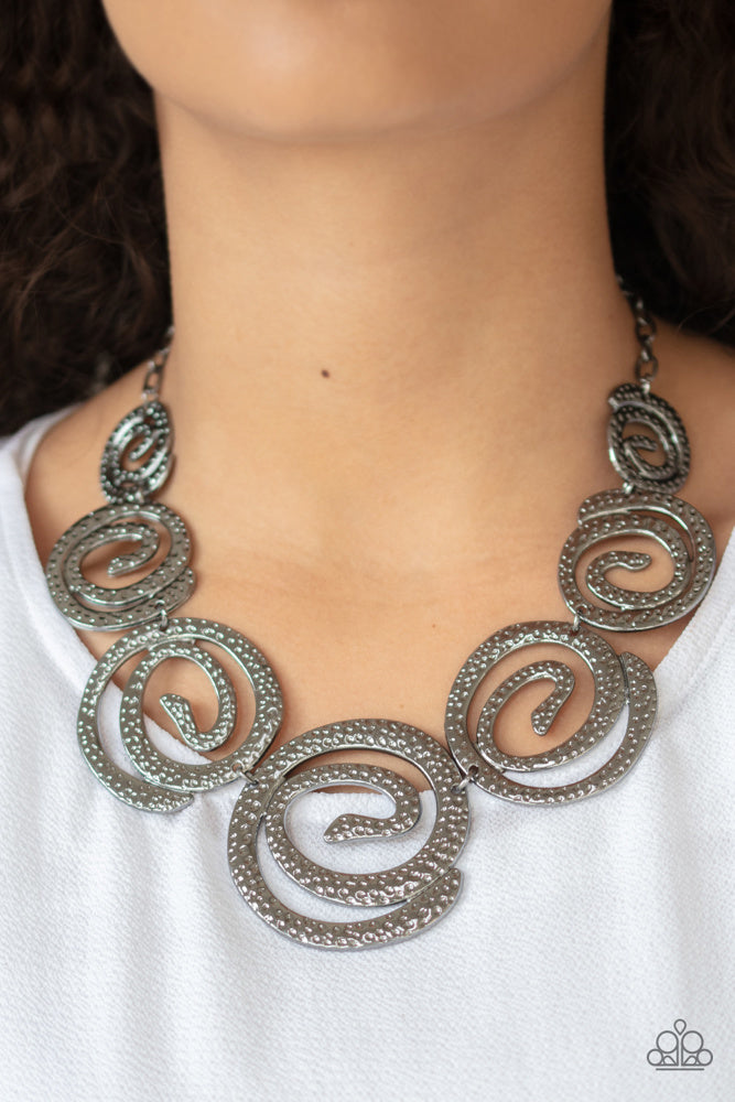 Statement Swirl Necklace - Black image 3