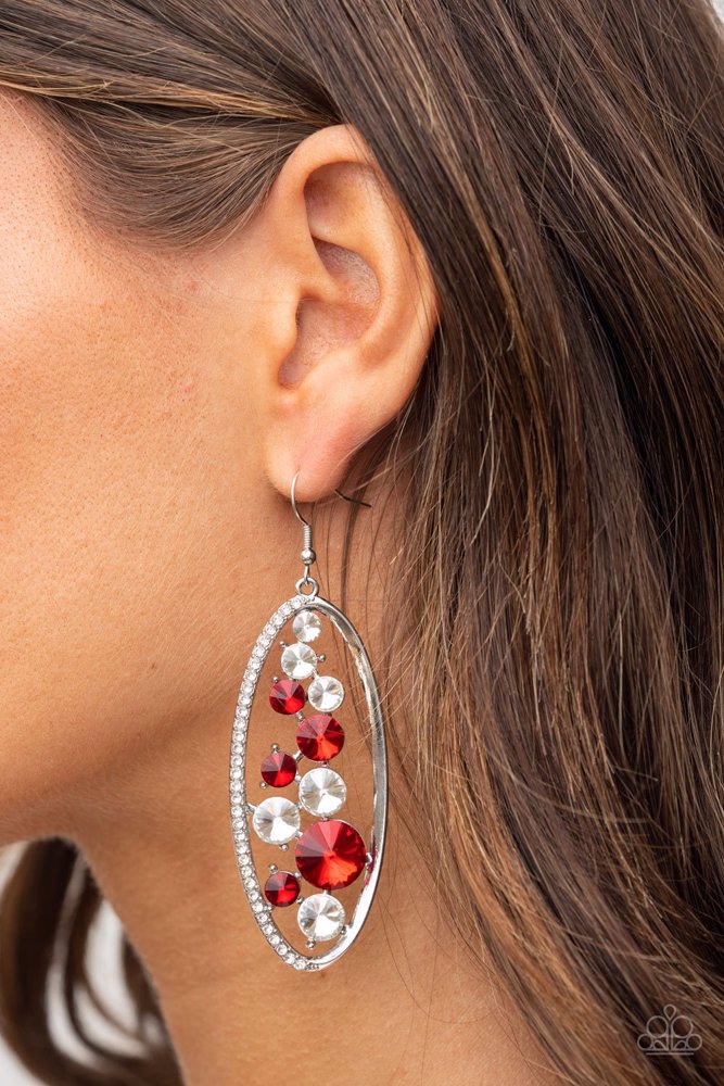 Rock Candy Bubbly Earrings - Red | Paparazzi Accessories