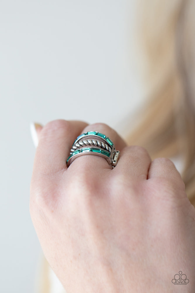 Emulating Edge Ring - Green | Paparazzi Accessories
