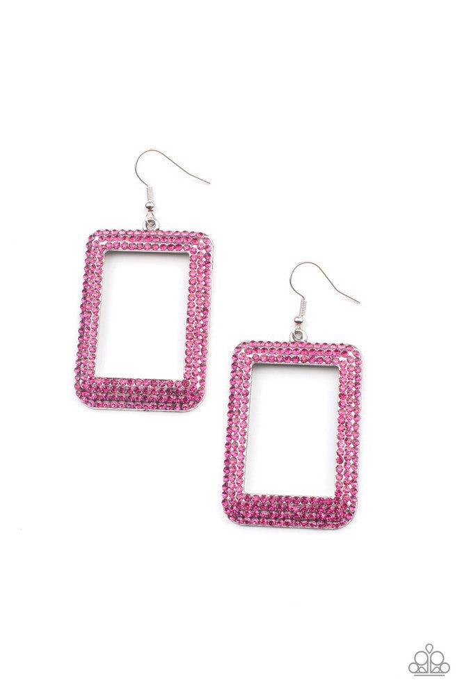 World FRAME-ous Earrings - Pink image 2