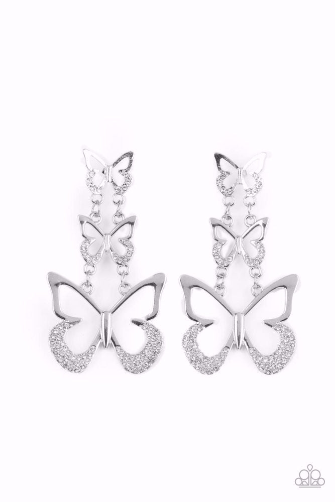 ​Flamboyant Flutter Earrings - White | Paparazzi Accessories image 2