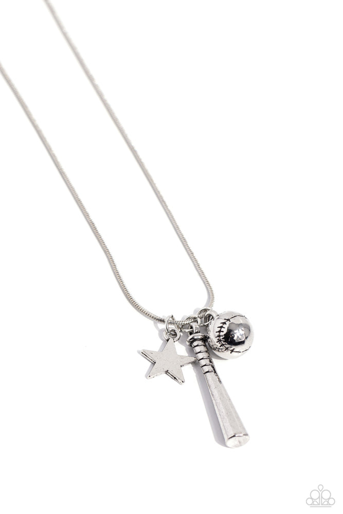 Hey Batter Batter! - Silver | Paparazzi Accessories