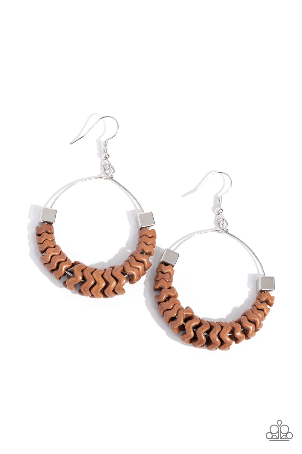 Capriciously Crimped Earrings - Brown | Paparazzi Accessories image 2