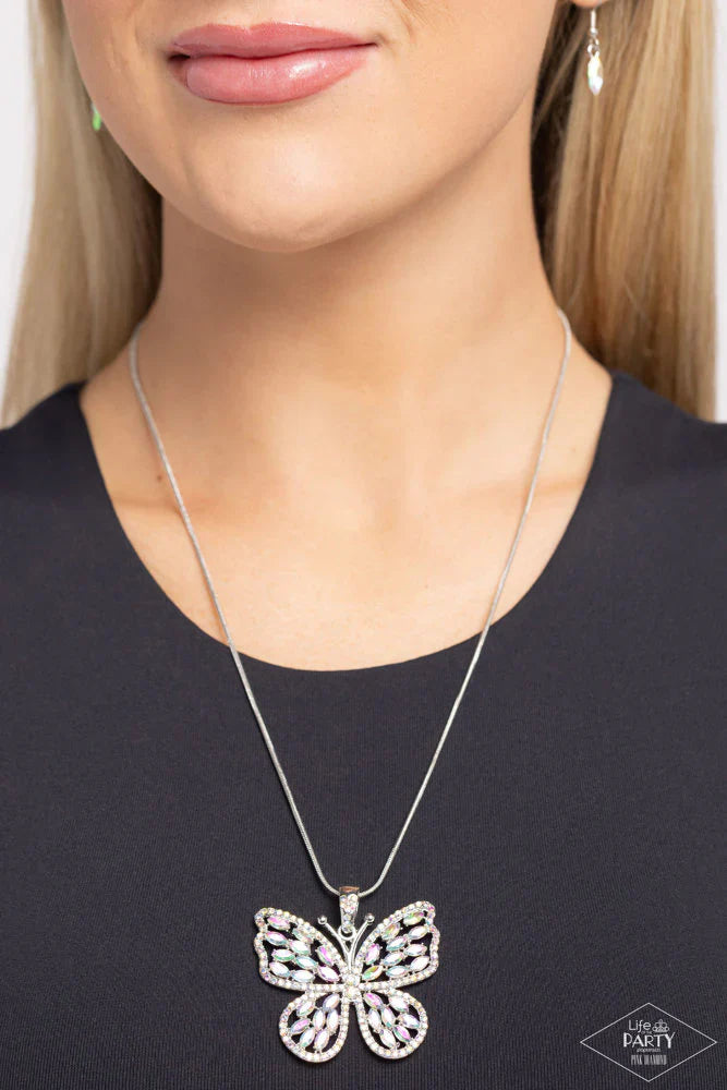 Fame And Flutter - Multi Iridescent Necklace - Life of the Party Empire Diamond Exclusive