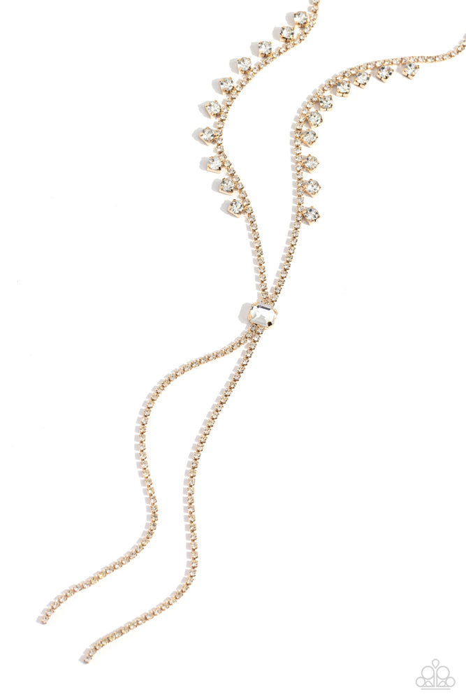 Synchronized SHIMMER Necklace - Gold | Paparazzi Accessories image 2