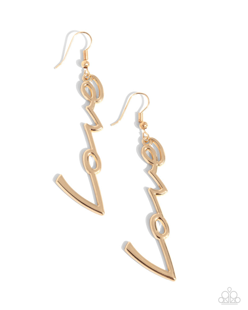 Light-Catching Letters Earrings - Gold image 2