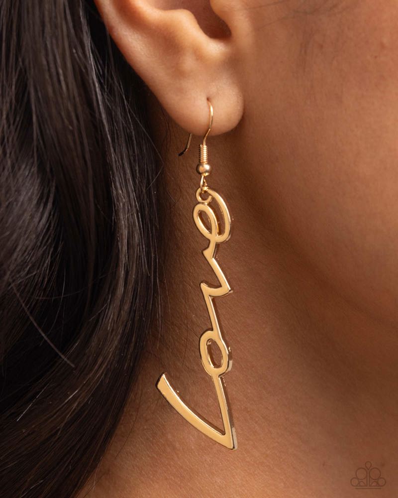 Light-Catching Letters Earrings - Gold