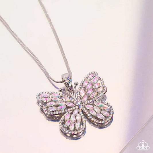 Fame And Flutter - Multi Iridescent Necklace - Life of the Party Empire Diamond Exclusive