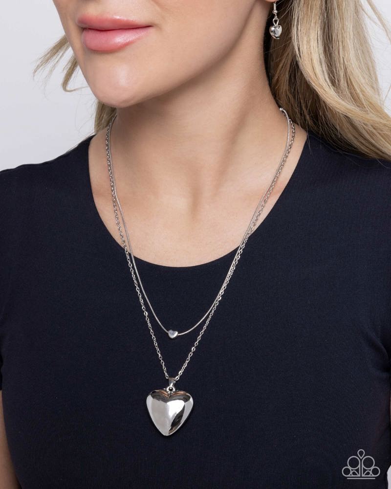 Halting Hearts Necklace - Silver | Paparazzi Accessories image 3
