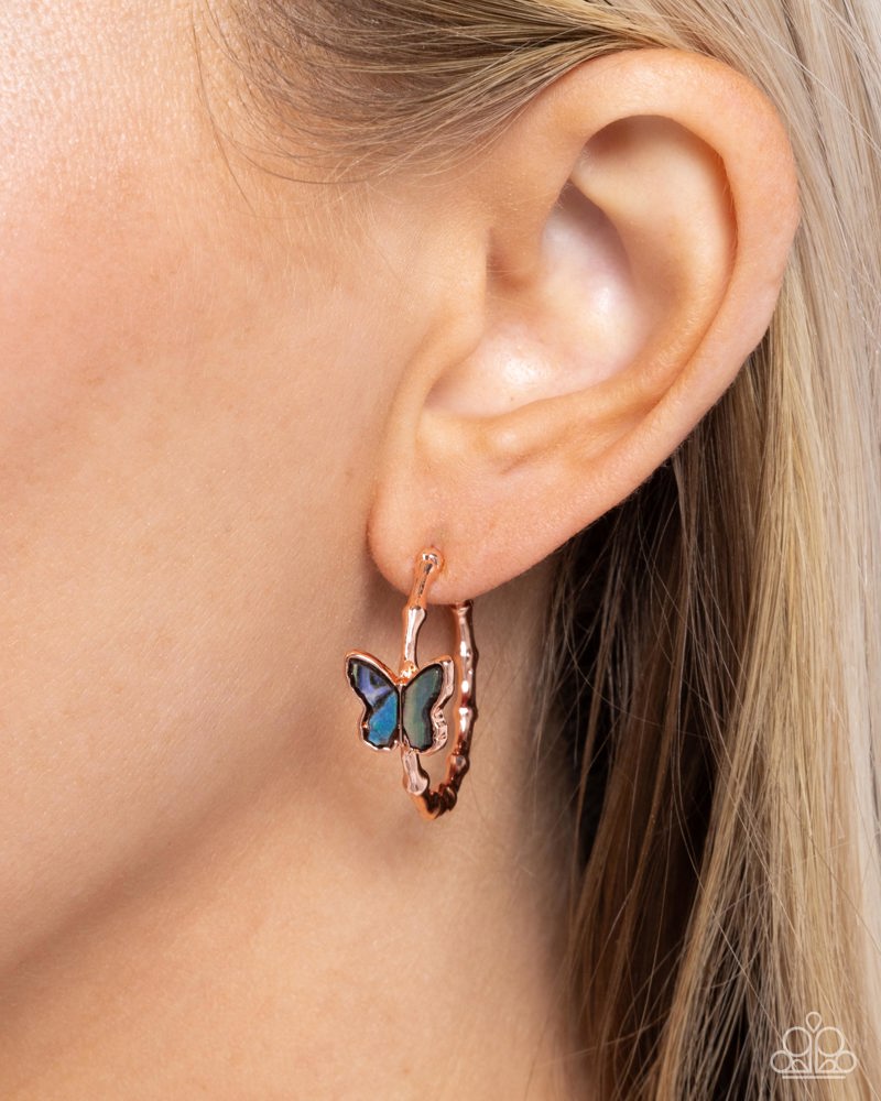 Butterfly Beginning Earrings - Copper | Paparazzi Accessories