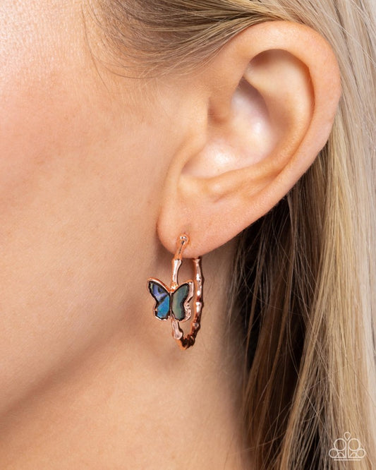 Butterfly Beginning Earrings - Copper | Paparazzi Accessories