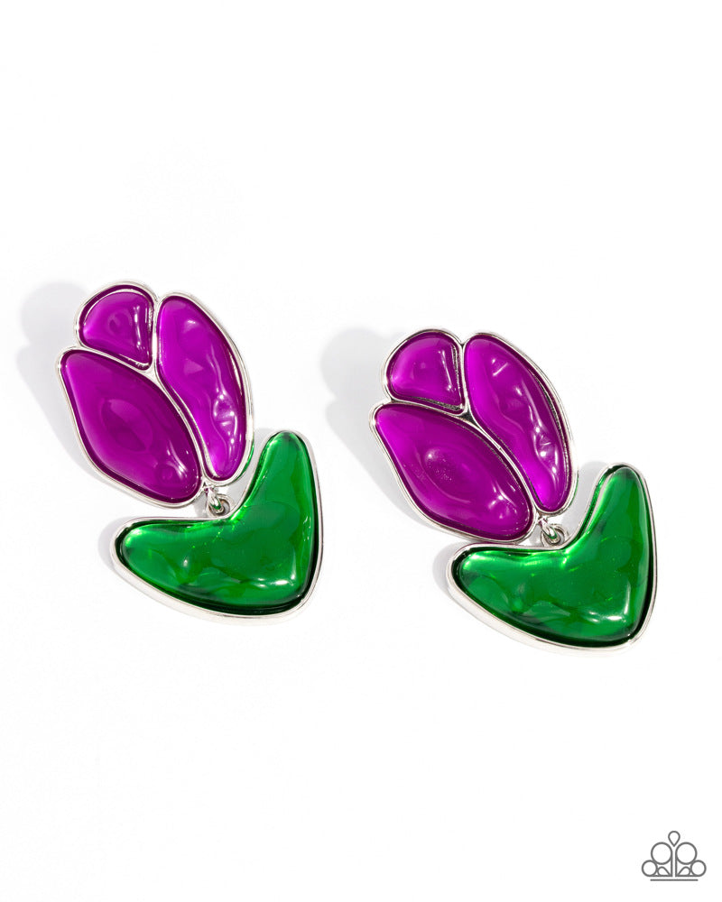 Tulip Triumph Earrings - Purple image 2