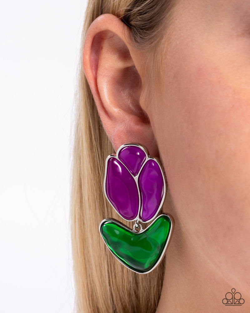 Tulip Triumph Earrings - Purple image 3