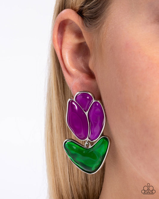 Tulip Triumph Earrings - Purple image 3