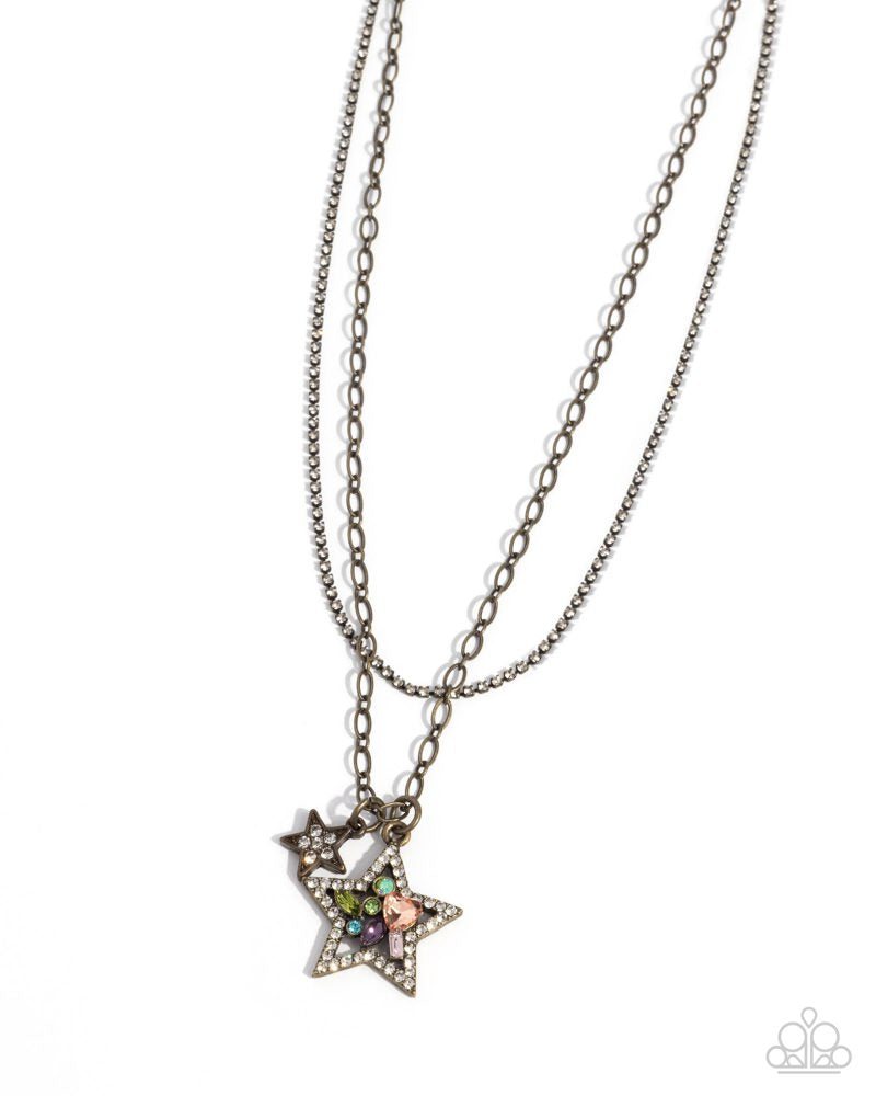 Stackable Stars Necklace - Brass | Paparazzi Accessories image 2