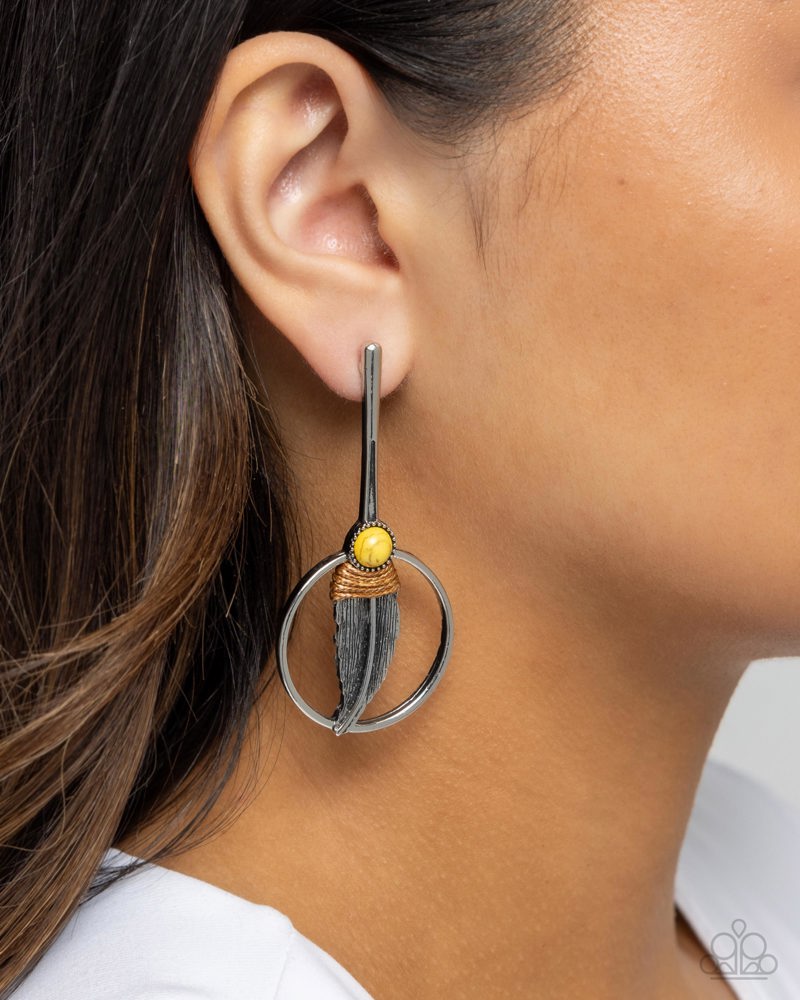 Feathered Future Earrings - Yellow image 3