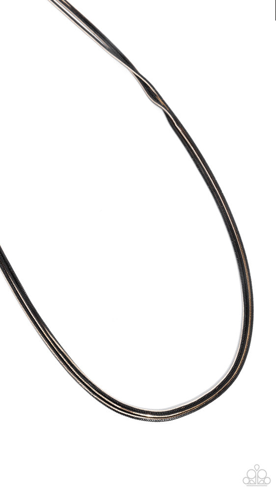 Complete Look - Corded Champion Black Necklace and Corded Character Earrings 2-Piece Set - Paparazzi