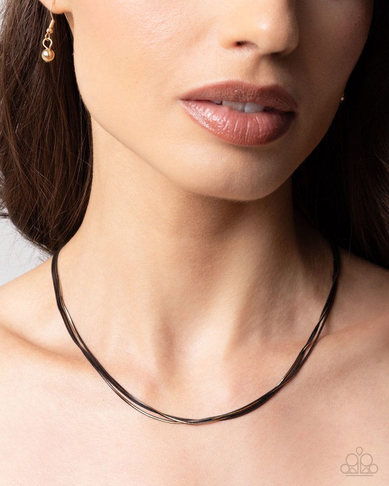 Complete Look - Corded Champion Black Necklace and Corded Character Earrings 2-Piece Set - Paparazzi