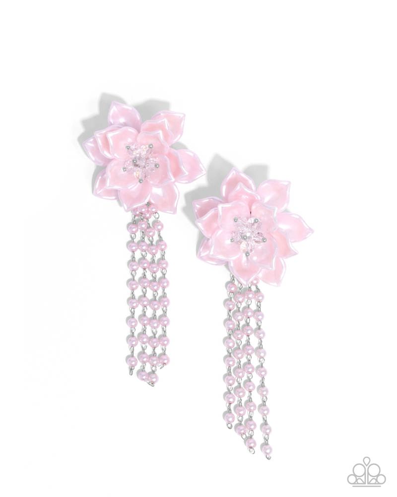 Lotus Length Earrings - Pink | Paparazzi Accessories image 2