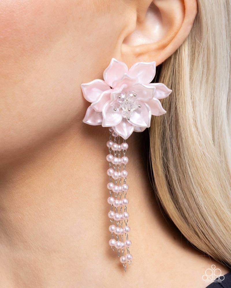 Lotus Length Earrings - Pink | Paparazzi Accessories