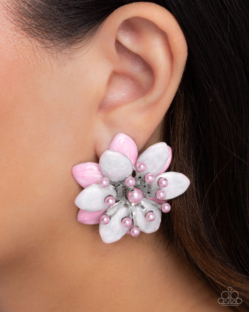 Dimensional Dowry Earrings - Pink | Paparazzi Accessories