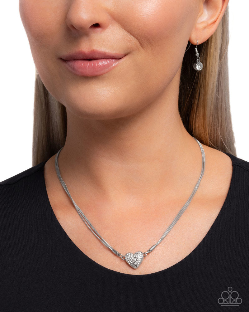 Heartbroken Bling Necklace - White image 3