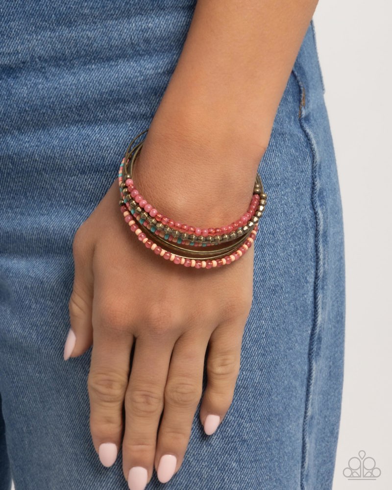 Seed Bead Shimmer Bracelet - Brass