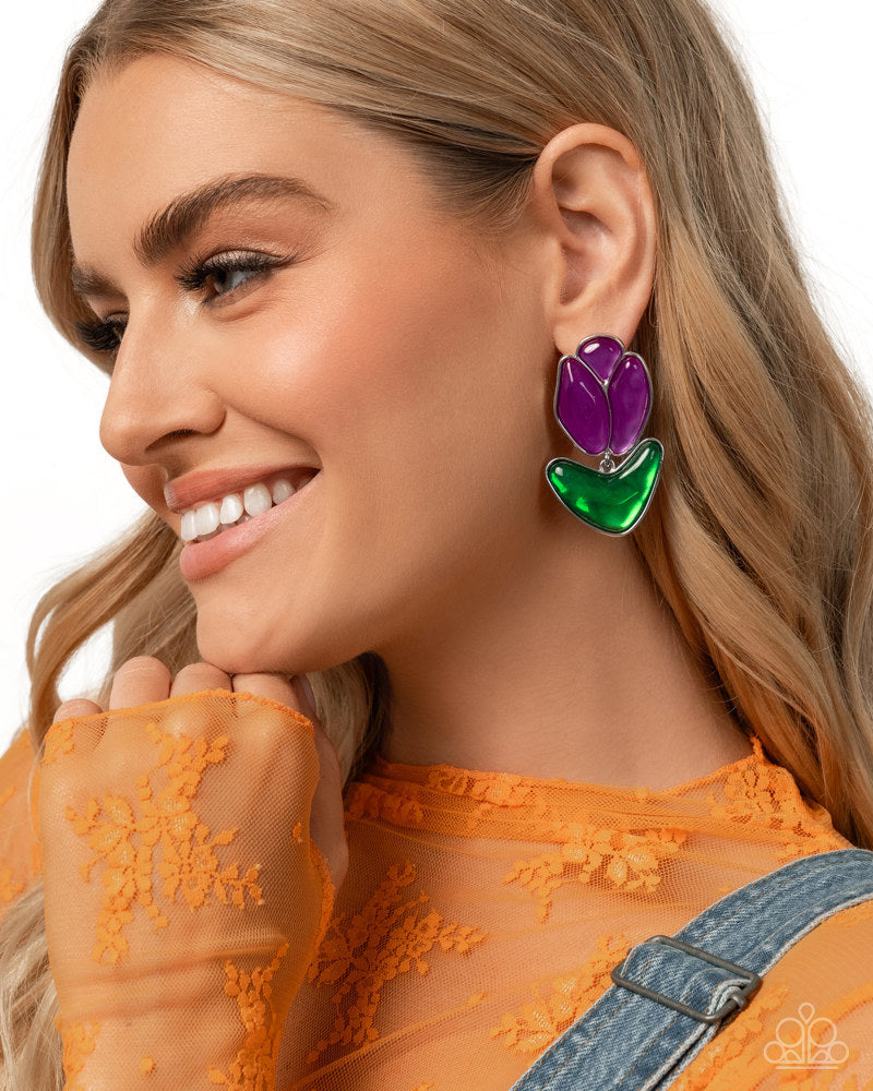 Tulip Triumph Earrings - Purple