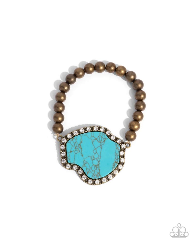 Complete Look - Digging Deep Necklace and Earthy Excavation Bracelet Turquoise Brass 2-Piece Set - Paparazzi