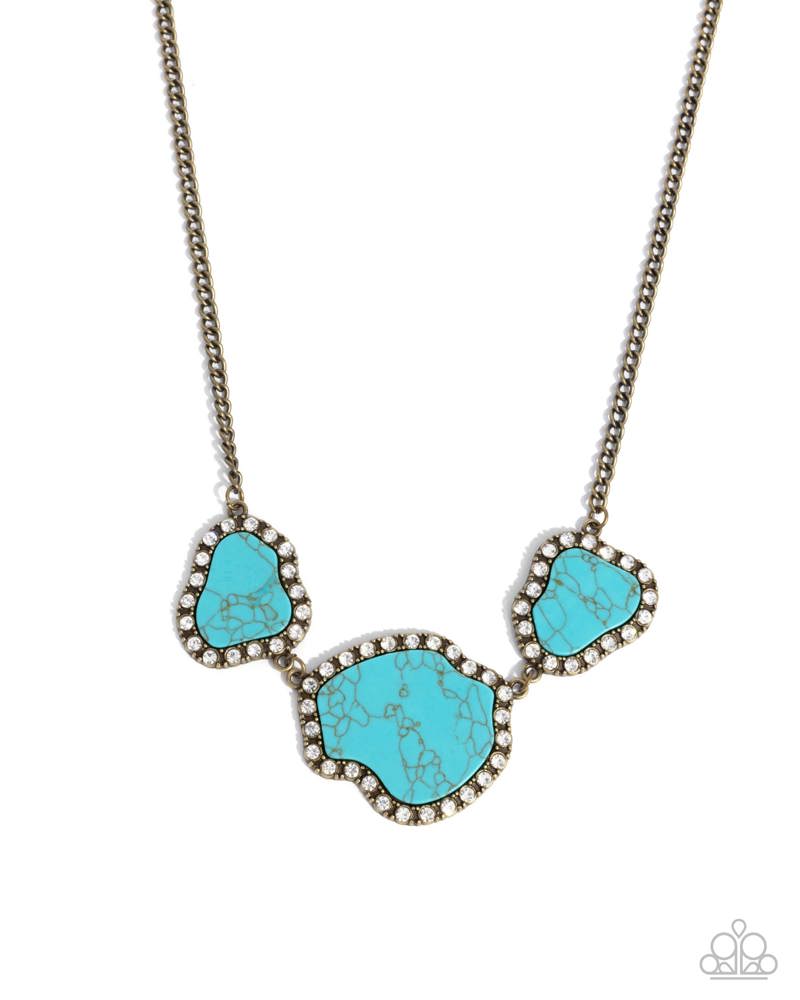 Complete Look - Digging Deep Necklace and Earthy Excavation Bracelet Turquoise Brass 2-Piece Set - Paparazzi