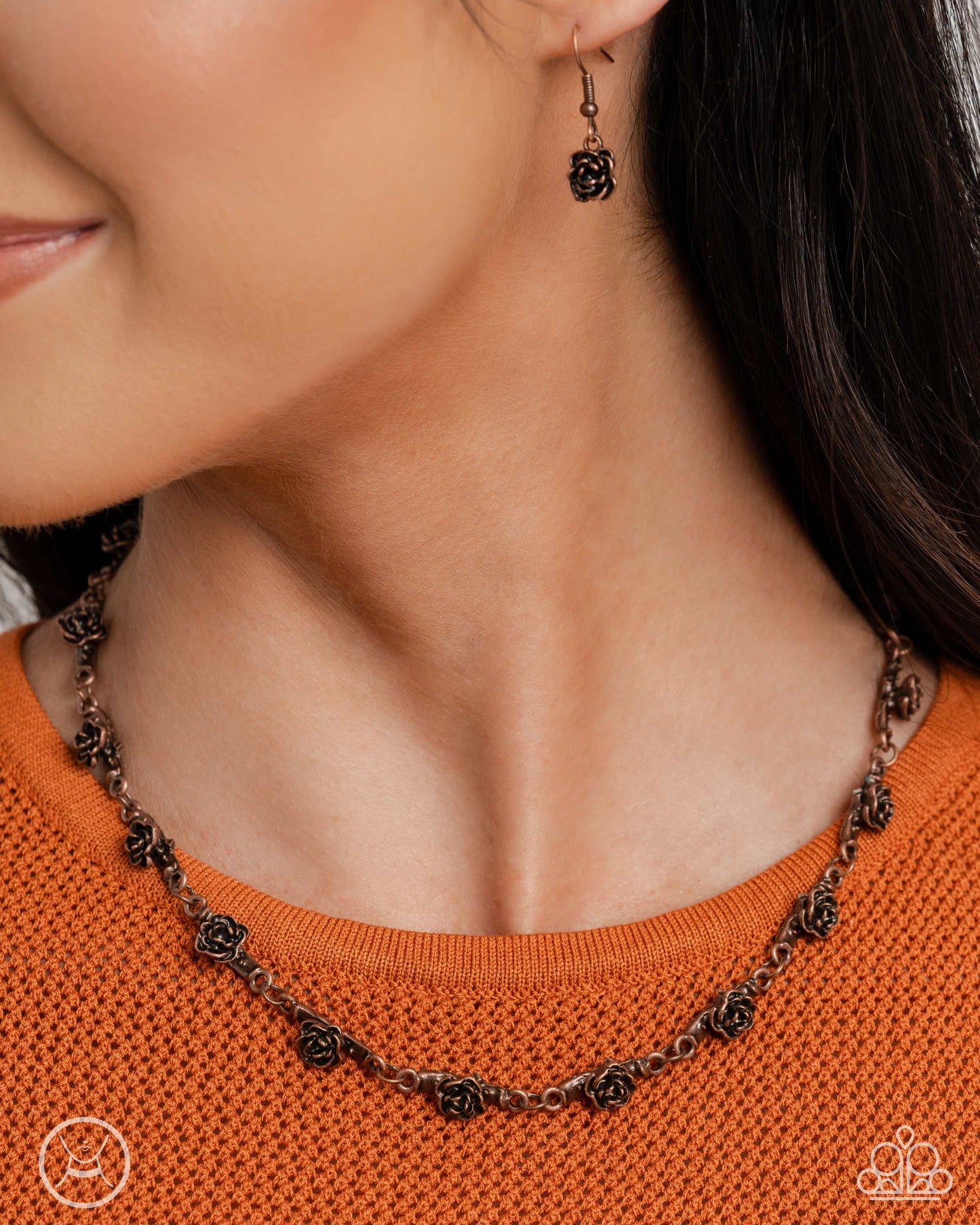 Complete Look - Rosy Reputation Necklace and Botanical Blend Bracelet Copper Rose 2-Piece Set - Paparazzi