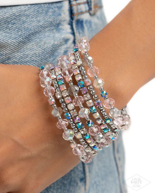 Sizzling Stack - Pink Multi Bracelet