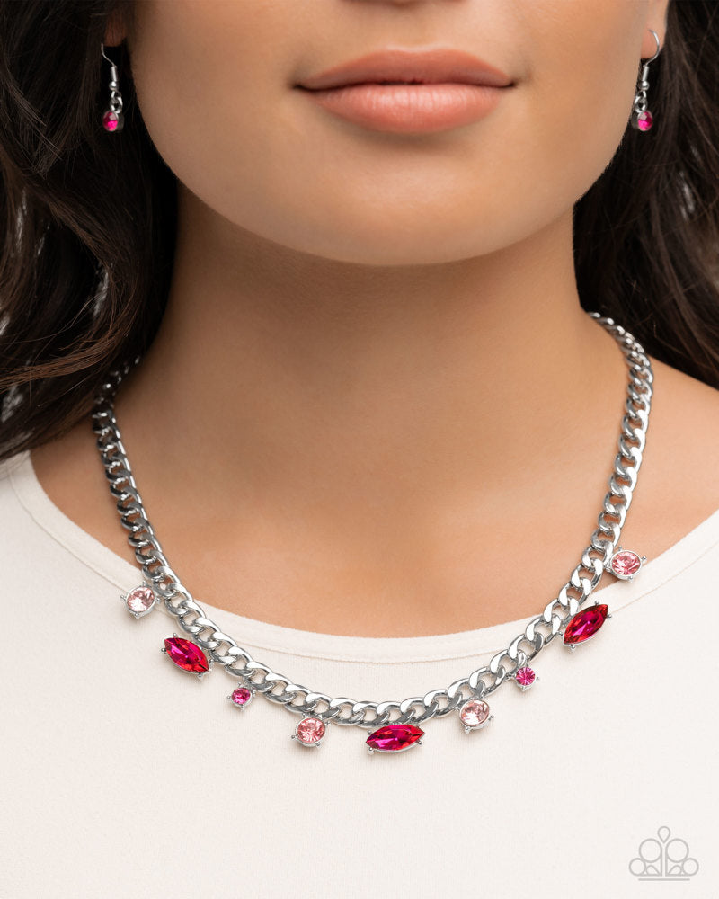 Complete Look - Captivating Chic Necklace and Captivating Chance Bracelet Pink Silver 2-Piece Set - Paparazzi