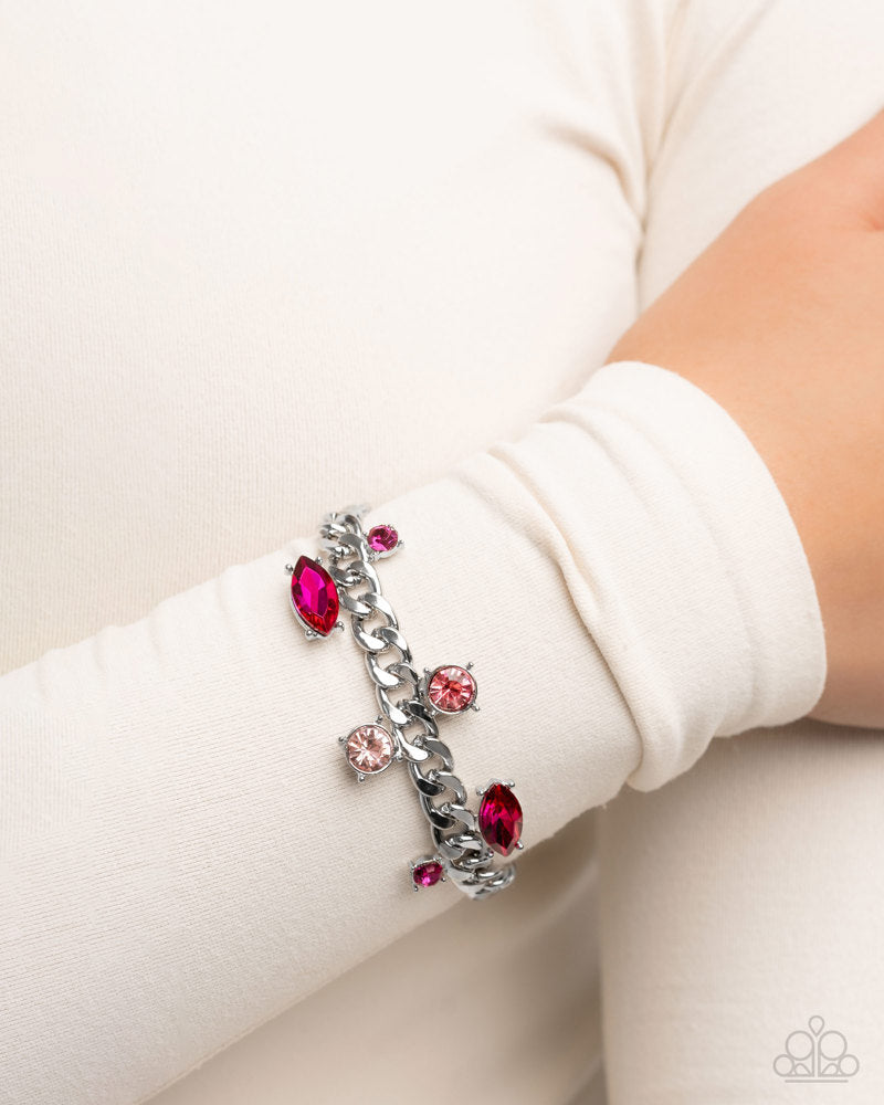 Complete Look - Captivating Chic Necklace and Captivating Chance Bracelet Pink Silver 2-Piece Set - Paparazzi