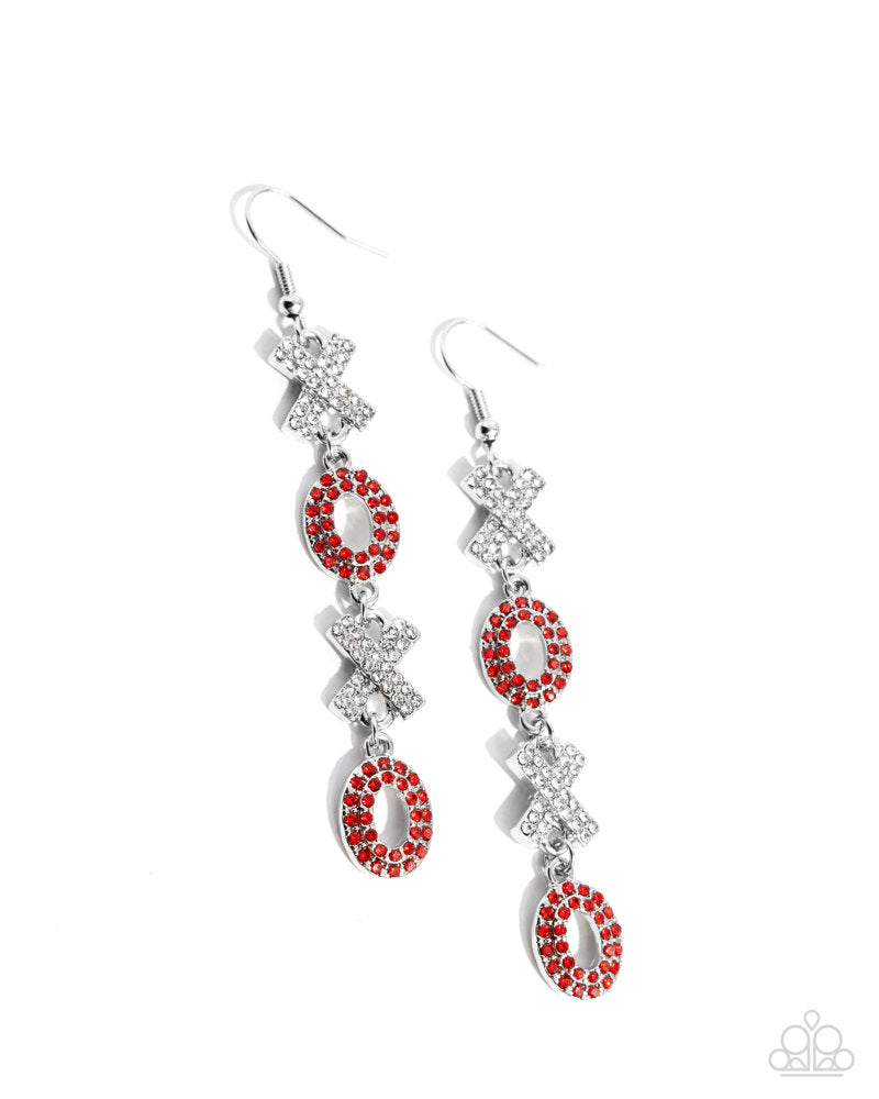Complete Look - Courting Change and XO Stream Red Heart Bracelet and Earrings 2-piece Set - Paparazzi