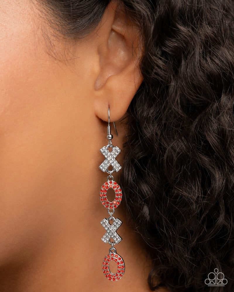 Complete Look - Courting Change and XO Stream Red Heart Bracelet and Earrings 2-piece Set - Paparazzi