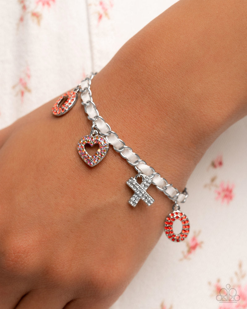 Complete Look - Courting Change and XO Stream Red Heart Bracelet and Earrings 2-piece Set - Paparazzi