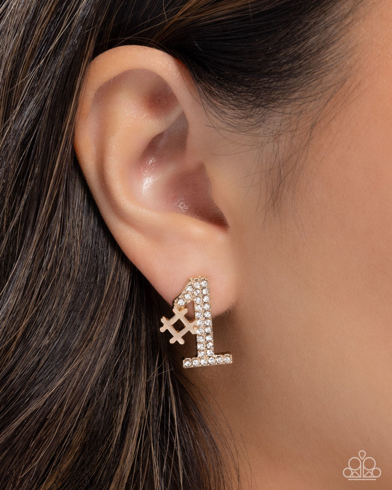Were Number One, Youre Number Two Earrings - Gold