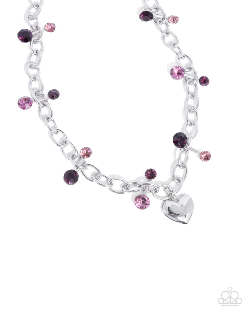 Complete Look - Seesaw Statement Necklace and Seesaw Shimmer Bracelet Purple Silver 2-Piece Set - Paparazzi