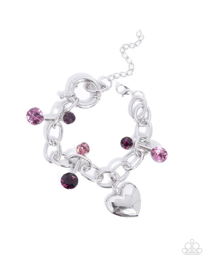 Complete Look - Seesaw Statement Necklace and Seesaw Shimmer Bracelet Purple Silver 2-Piece Set - Paparazzi