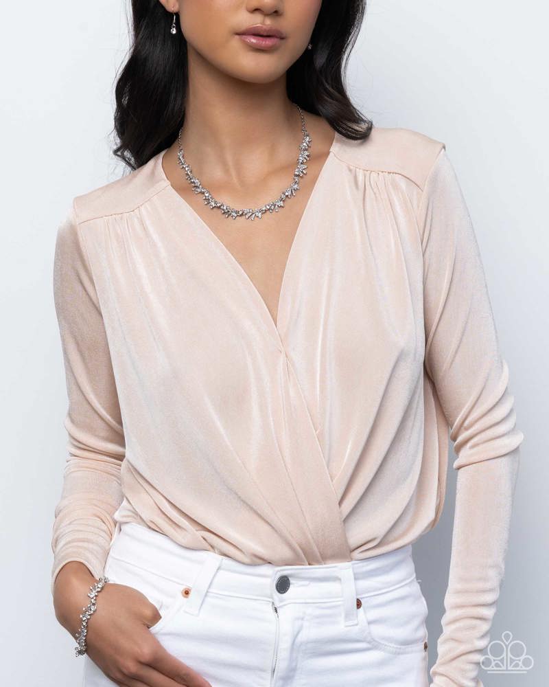 Complete Look - Leafy Lady Necklace and Leafy Lady Bracelet White Silver 2-Piece Set - Paparazzi