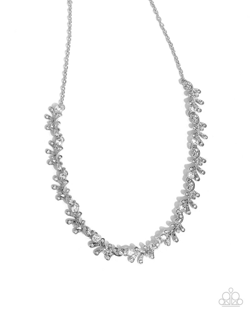 Complete Look - Leafy Lady Necklace and Leafy Lady Bracelet White Silver 2-Piece Set - Paparazzi
