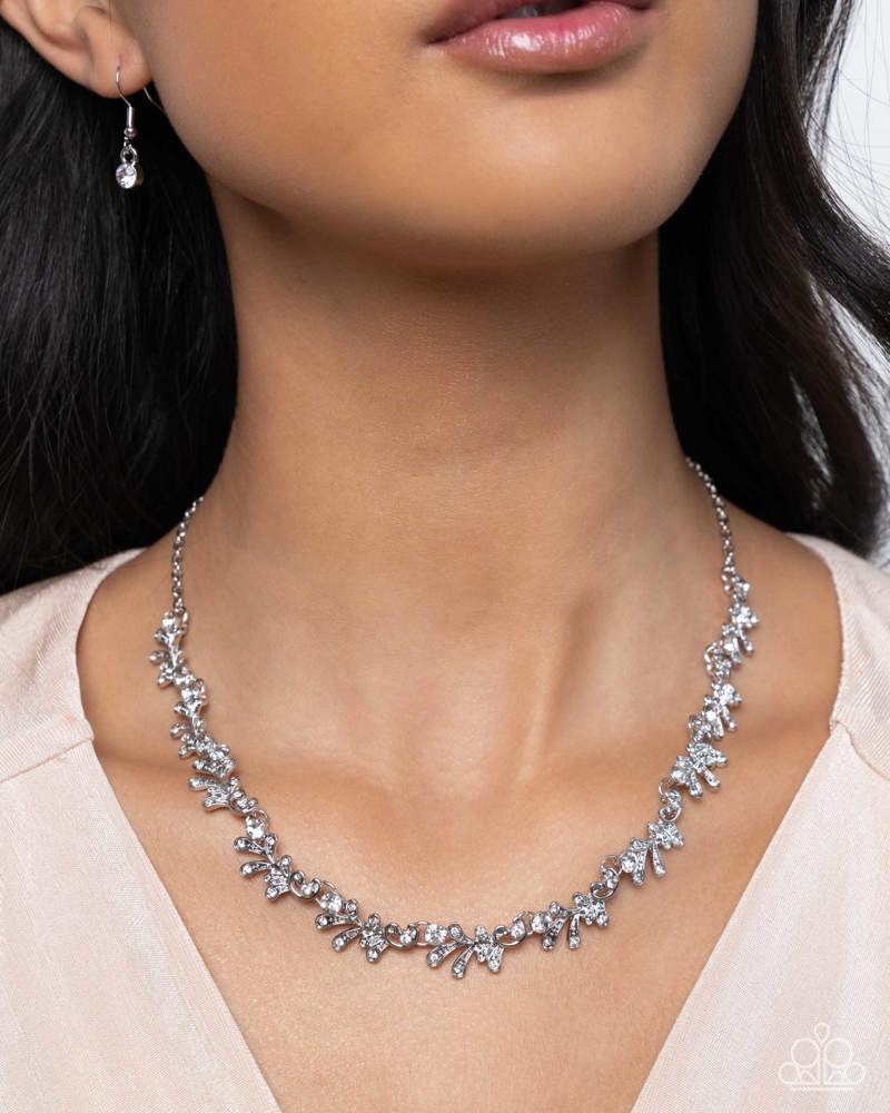 Complete Look - Leafy Lady Necklace and Leafy Lady Bracelet White Silver 2-Piece Set - Paparazzi